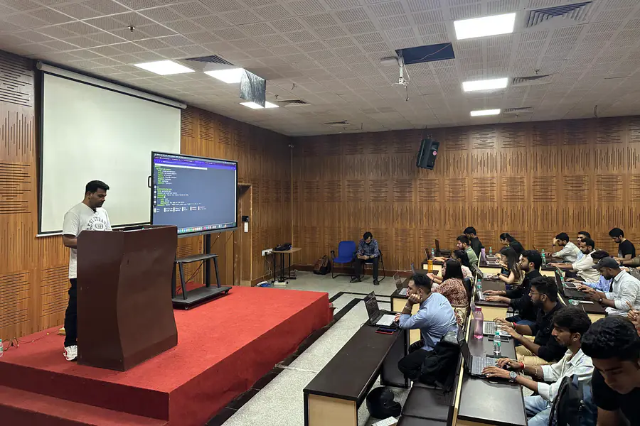 Belal Khan teaching a hands-on coding workshop